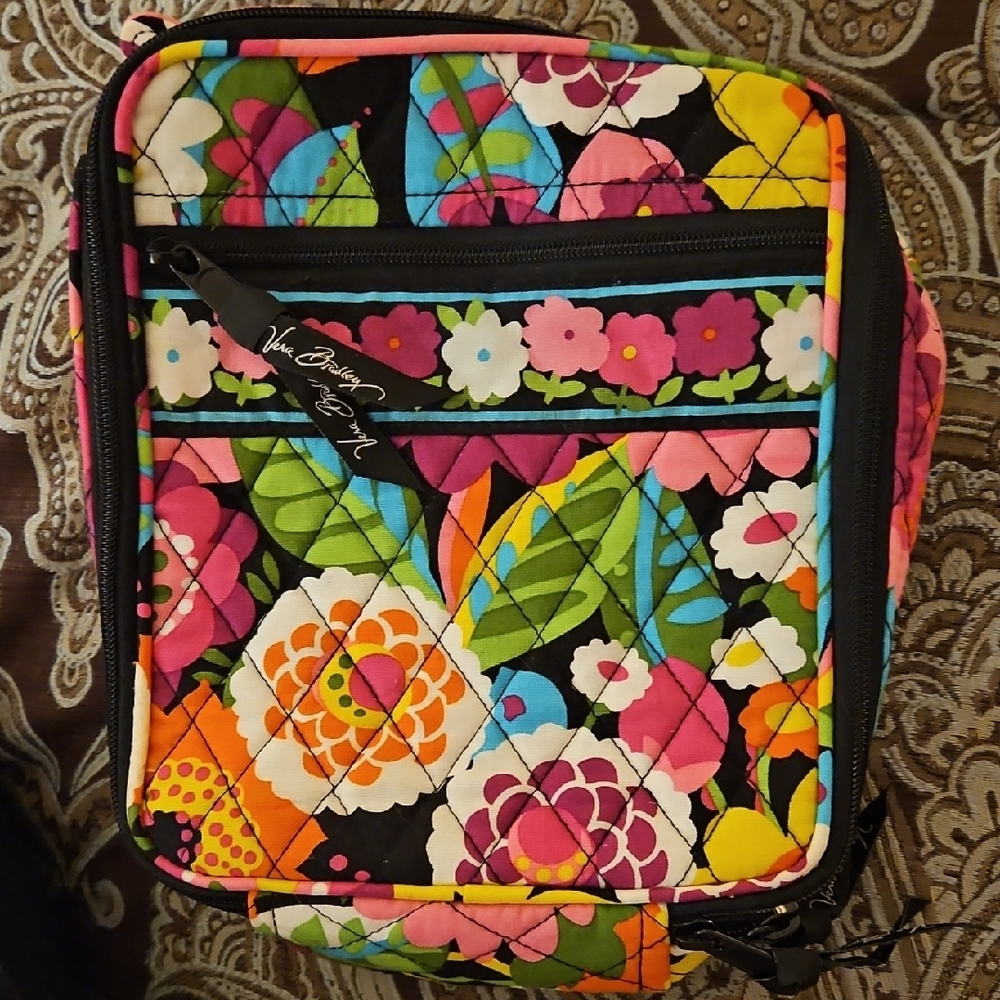 Vera Bradley Colorful Floral Quilted Insulated Lunchbox With Handle And  Spork